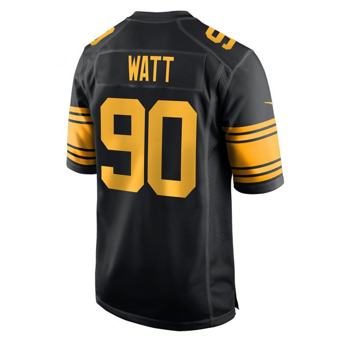 P.Steelers #90 T.J. Watt Replica Color Rush Black Stitched American Football Jerseys - Main View