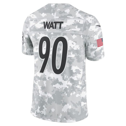P.Steelers #90 T.J. Watt Vapor F.U.S.E. Limited Arctic Camo Salute to Service Stitched American Football Jerseys - Main View