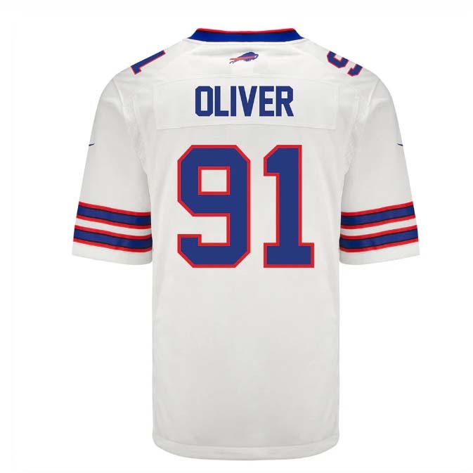 B.Bills #91 Ed Oliver Game Jersey - White Stitched American Football Jerseys - Main View