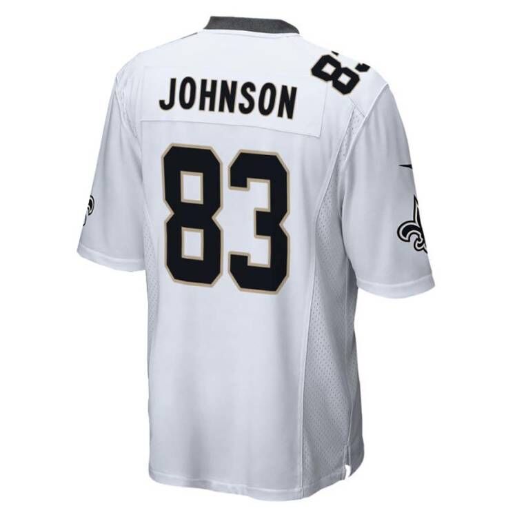 NO.Saints #83 JOHNSON white Game Jersey Stitched American Football Jerseys - Main View