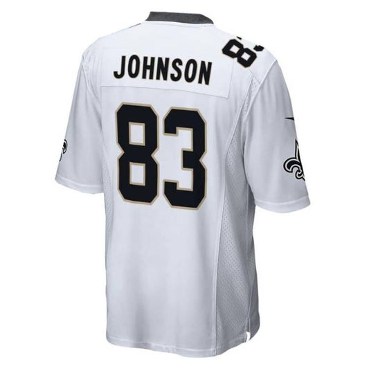 NO.Saints #83 JOHNSON white Game Jersey Stitched American Football Jerseys - Main View