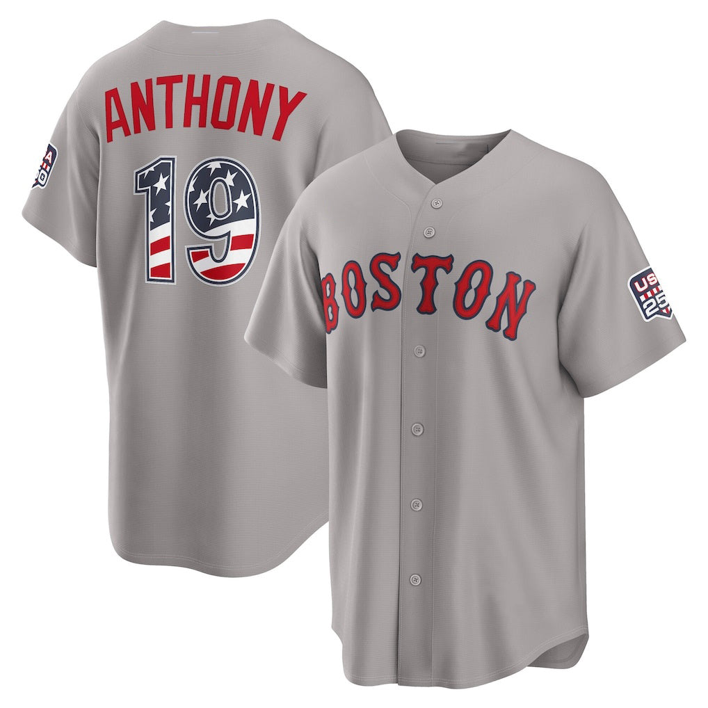 Boston Red Sox #19 Roman Anthony USA 250 Fourth of July Road Stadium Jersey - Gray Tailgate Goods - Main View