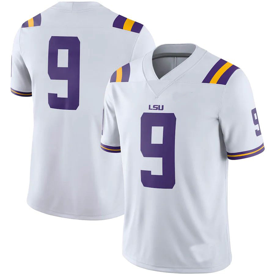 #9 L.Tigers Game Jersey White Football Jersey Stitched American College Jerseys - Main View