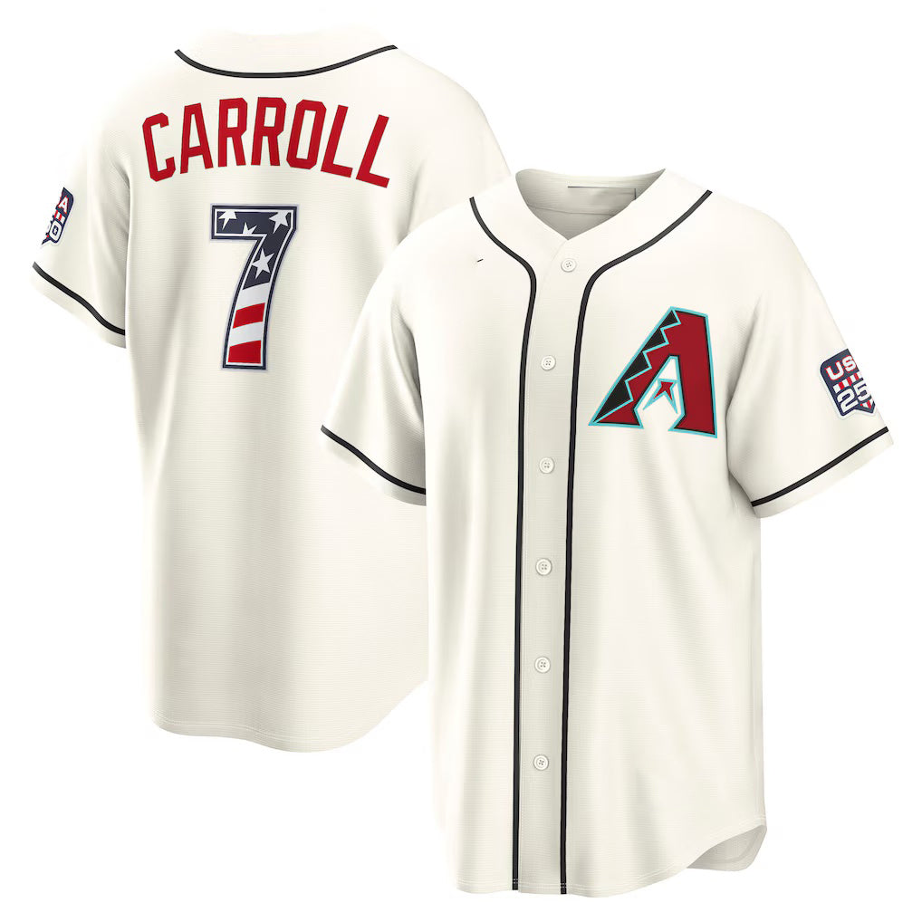 Arizona Diamondbacks #7 Corbin Carroll USA 250 Fourth of July Home Stadium Jersey - Cream Tailgate Goods - Main View