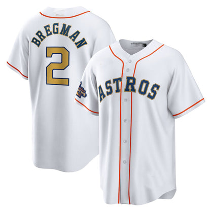 #2 Alex Bregman Houston Astros 2023 gold collection replica player Jersey ¨C White Stitches Baseball Jerseys - Main View