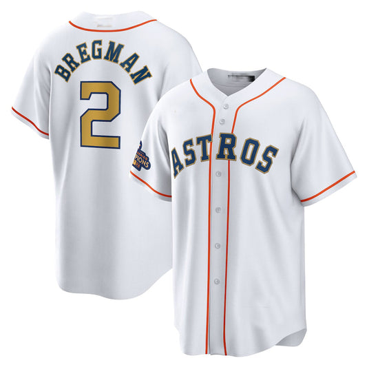 #2 Alex Bregman Houston Astros 2023 gold collection replica player Jersey ¨C White Stitches Baseball Jerseys - Main View