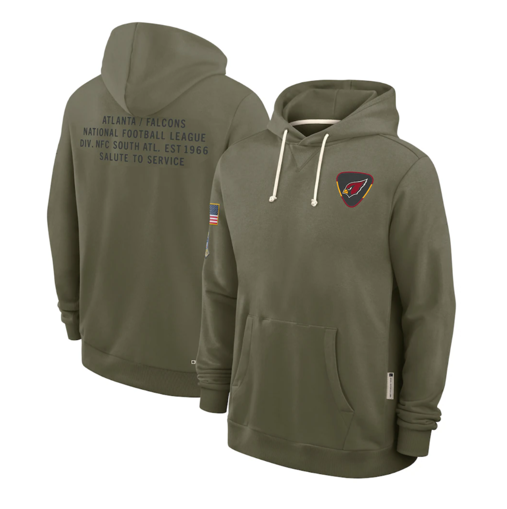 A.Cardinals Olive 2025 Salute to Service Sideline Standard Issue Dri-FIT Hoodie Stitched American Football Jerseys - Main View