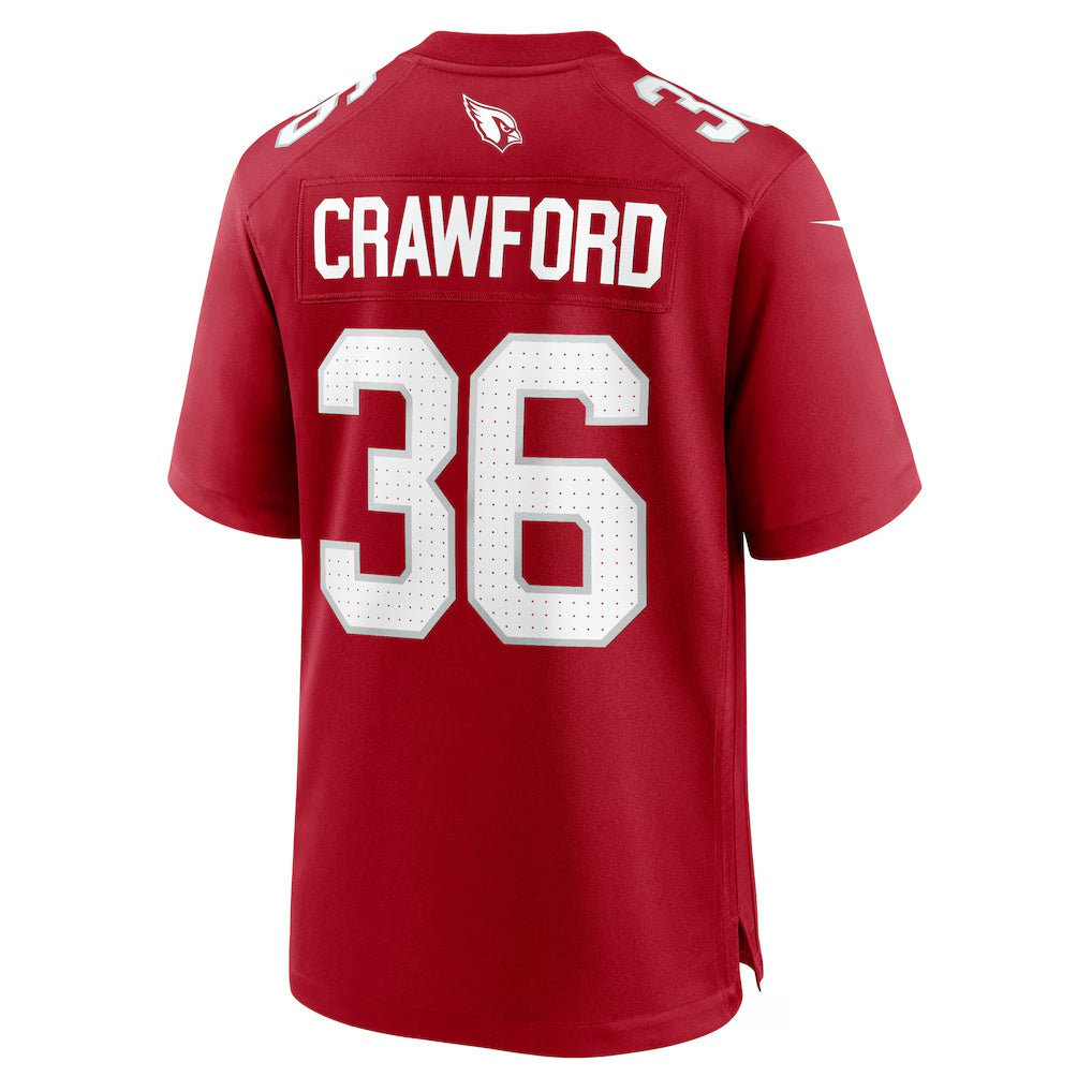 A.Cardinals #36 Kitan Crawford Cardinal Team Game Jersey Stitched American Football Jerseys - Main View