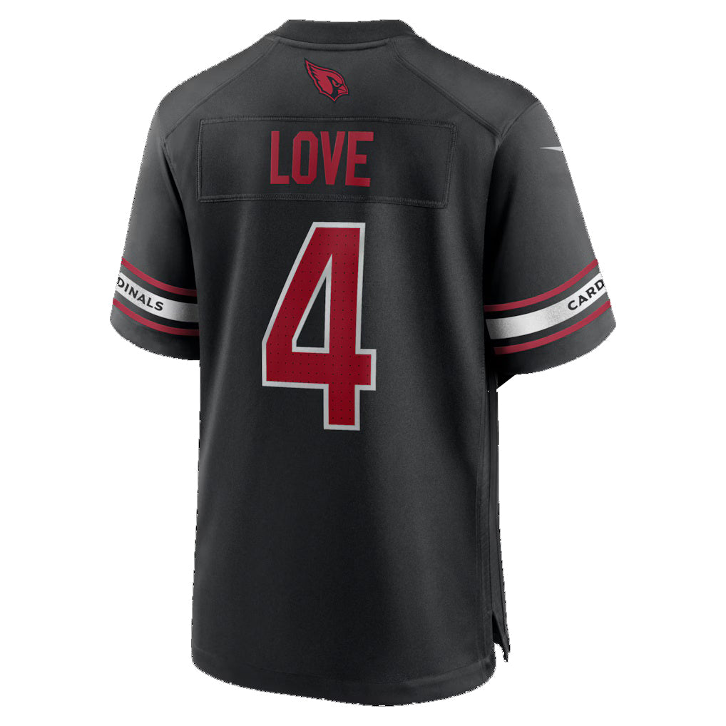 A.Cardinals #4 Jeremiyah Love Black Alternate Game Player Stitched American Football Jerseys - Main View