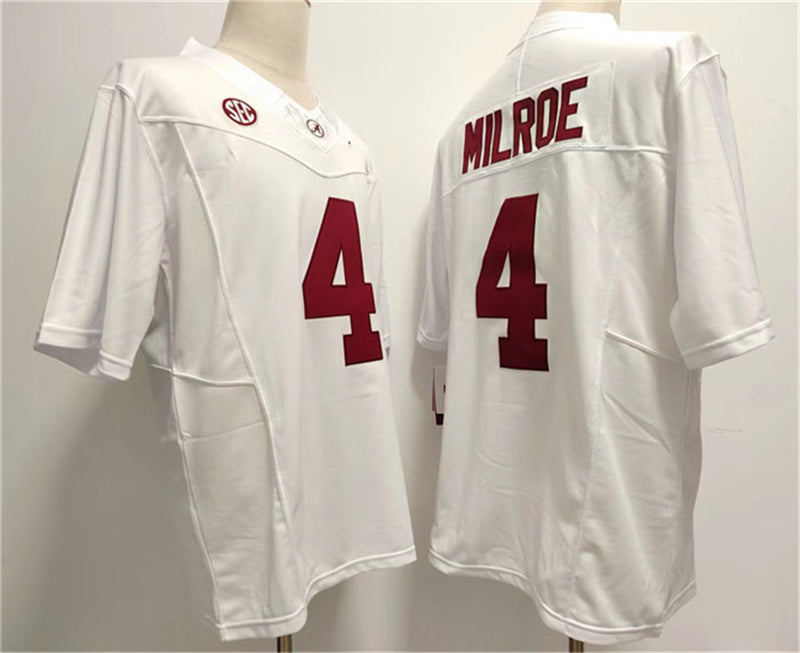 A.Crimson Tide #4 Jalen Milroe White 2023 F.U.S.E. Stitched College Jerseys - Main View