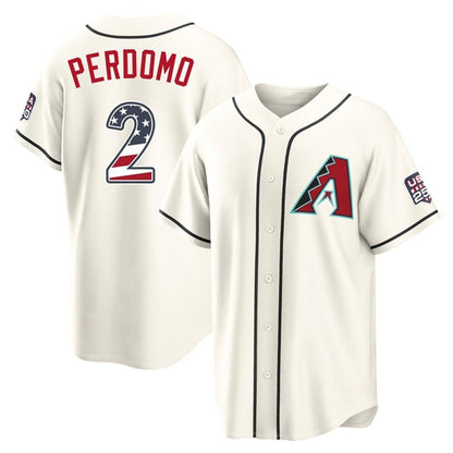 Arizona Diamondbacks #2 Geraldo Perdomo Player Cream USA 250 Fourth of July Home Game Stitched Baseball Jersey - Main View