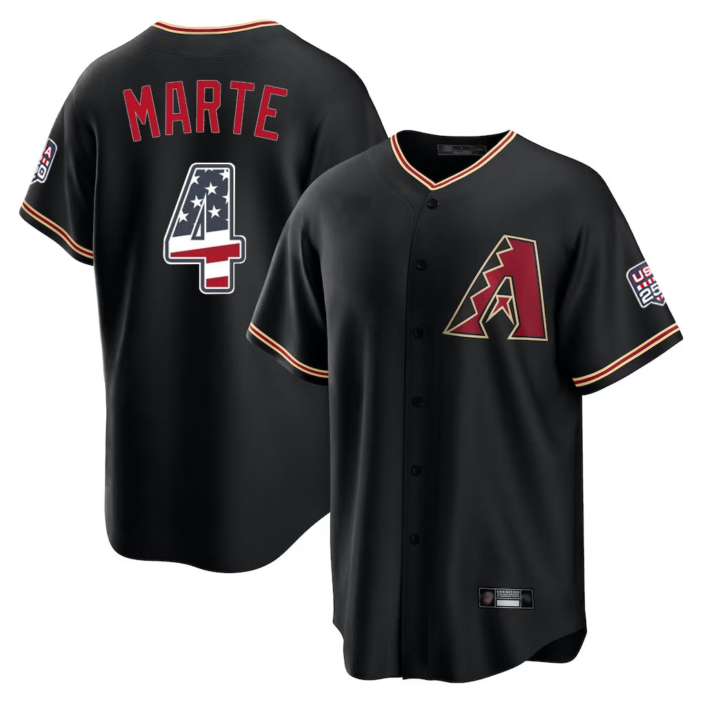 Arizona Diamondbacks #4 Ketel Marte Player Black USA 250 Fourth of July Game Home Stitched Baseball Jersey - Main View