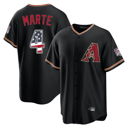 Arizona Diamondbacks #4 Ketel Marte Player Black USA 250 Fourth of July Game Home Stitched Baseball Jersey - Main View