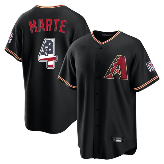 Arizona Diamondbacks #4 Ketel Marte Player Black USA 250 Fourth of July Game Home Stitched Baseball Jersey - Main View