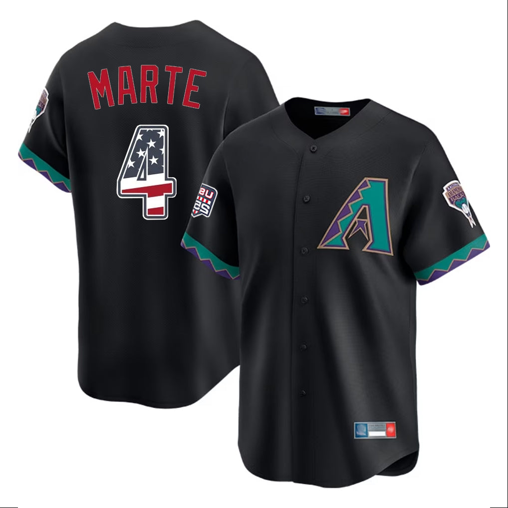 Arizona Diamondbacks #4 Ketel Marte Player Black USA 250 Fourth of July Home Game Stitched Baseball Jersey - Main View