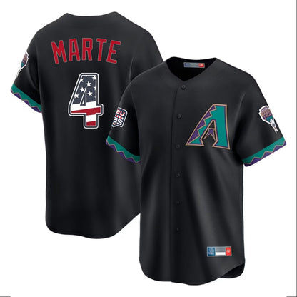 Arizona Diamondbacks #4 Ketel Marte Player Black USA 250 Fourth of July Home Game Stitched Baseball Jersey - Main View