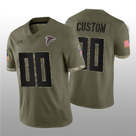 Custom A.Falcons ACTIVE PLAYER 2022 Olive Salute To Service Limited Stitched Jersey Football Jerseys - Main View