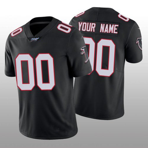 Custom A.Falcons Black Classic Limited 100th Season Jersey Stitched American Football Jerseys - Main View