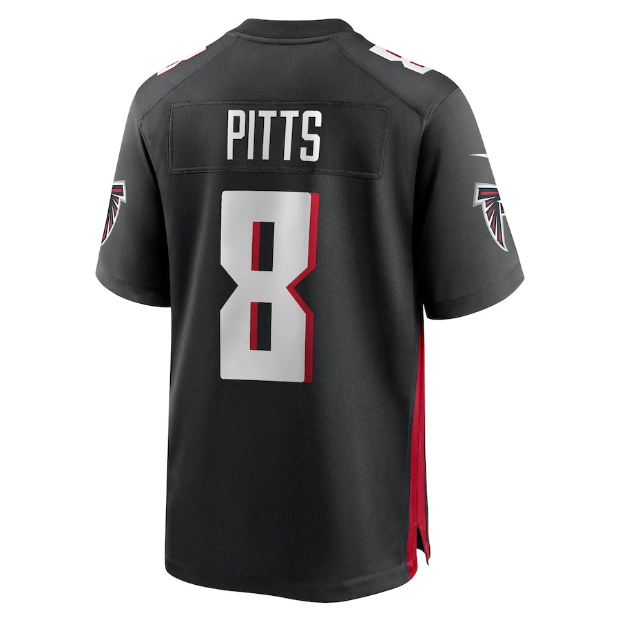 A.Falcons #8 Kyle Pitts Black Game Jersey Stitched American Football Jerseys - Main View