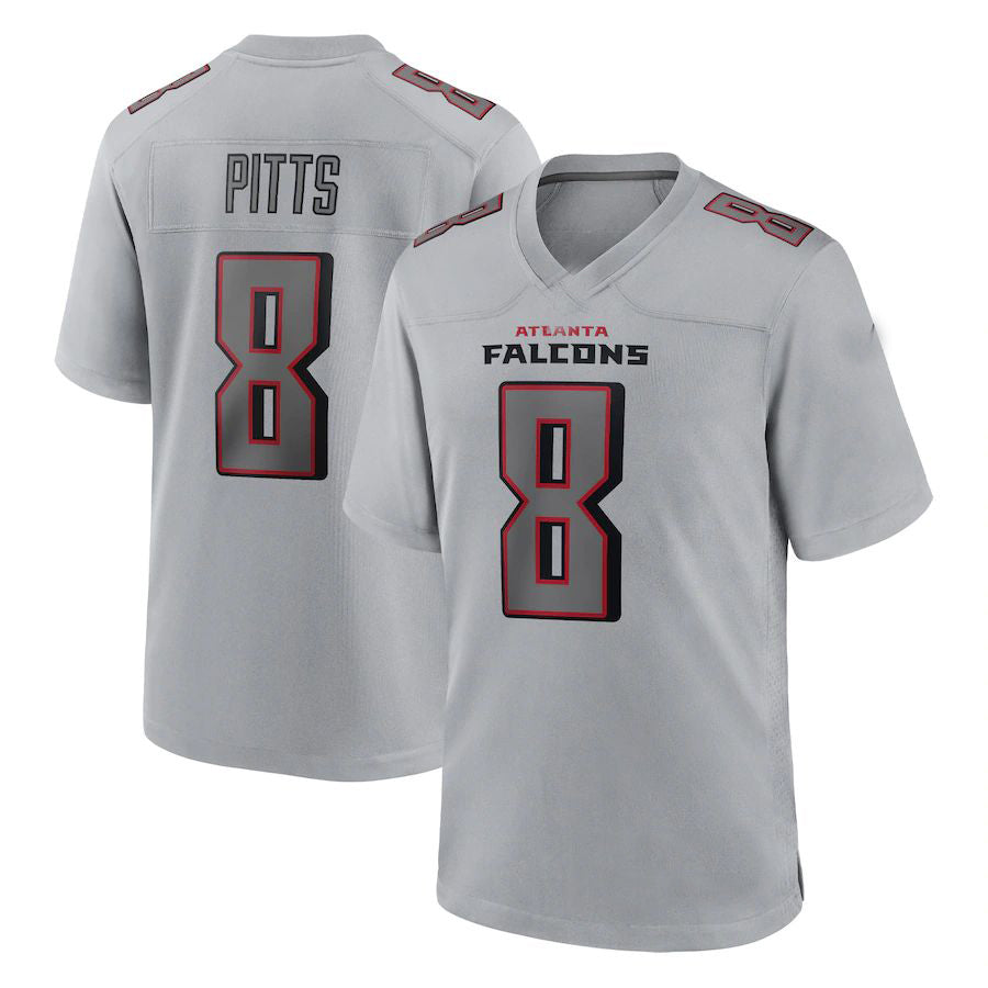 A.Falcons #8 Kyle Pitts Gray Atmosphere Fashion Game Jersey Stitched American Football Jerseys - Main View