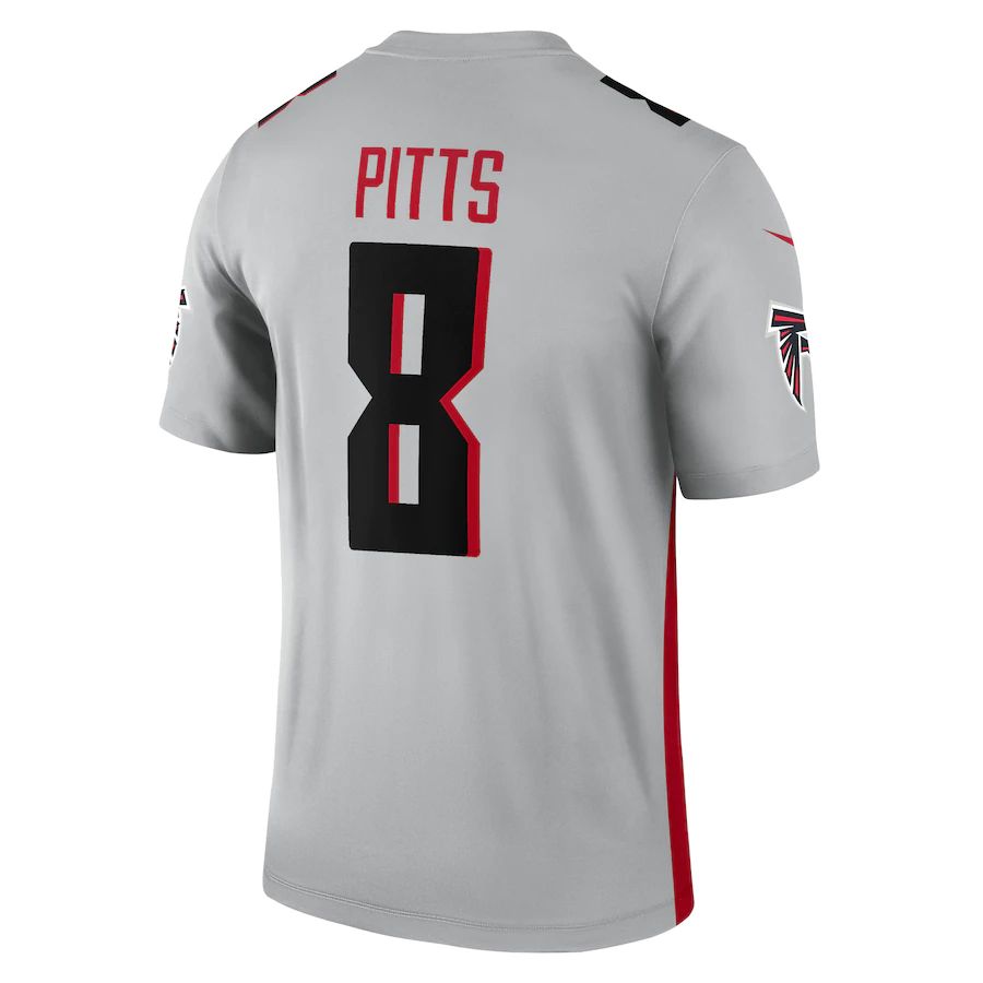 A.Falcons #8 Kyle Pitts Silver Inverted Legend Jersey Stitched American Football Jerseys - Main View
