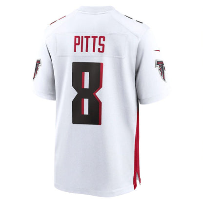 A.Falcons #8 Kyle Pitts White Game Player Jersey Stitched American Football Jerseys - Main View
