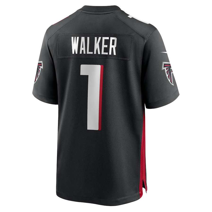 A.Falcons #1 Jalon Walker Black 2025 Draft First Round Pick Game Stitched American Football Jerseys - Main View