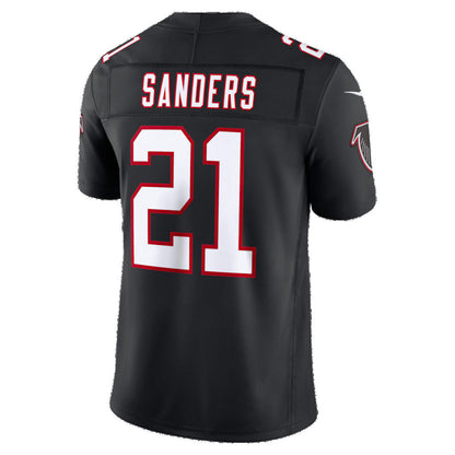 A.Falcons #21 Deion Sanders Black Alternate Throwback Vapor F.U.S.E. Stitched Retired Limited Football Jersey - Main View