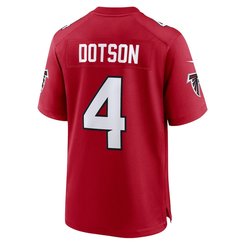 A.Falcons #4 Jahan Dotson Red Team Game Stitched Football American Jersey - Main View