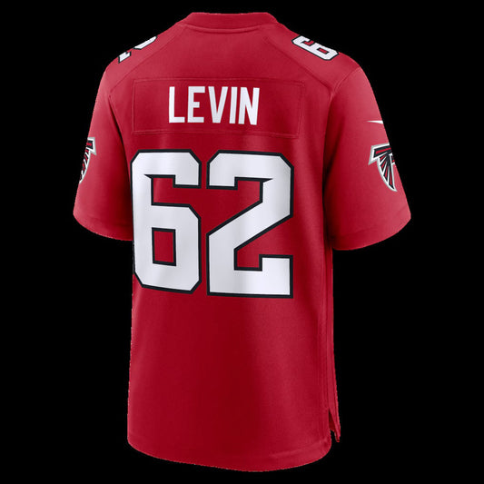 A.Falcons #62 Corey Levin Red Team Game Stitched Football American Jersey - Main View
