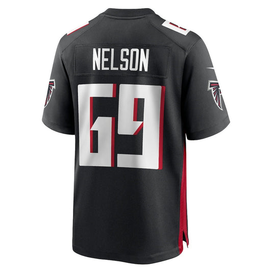 A.Falcons #69 Jack Nelson Black Team Game Stitched American Football Jerseys - Main View