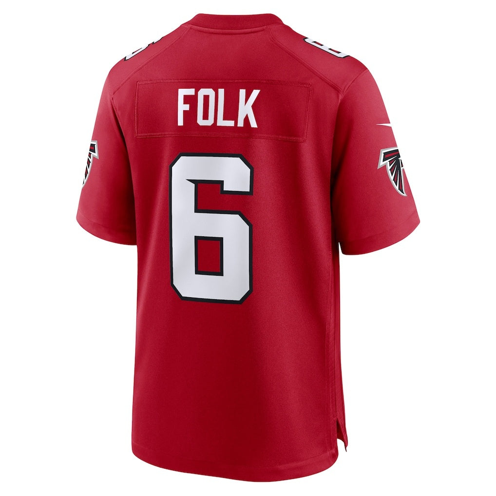 A.Falcons #6 Nick Folk Red Team Game Stitched Football American Jersey - Main View