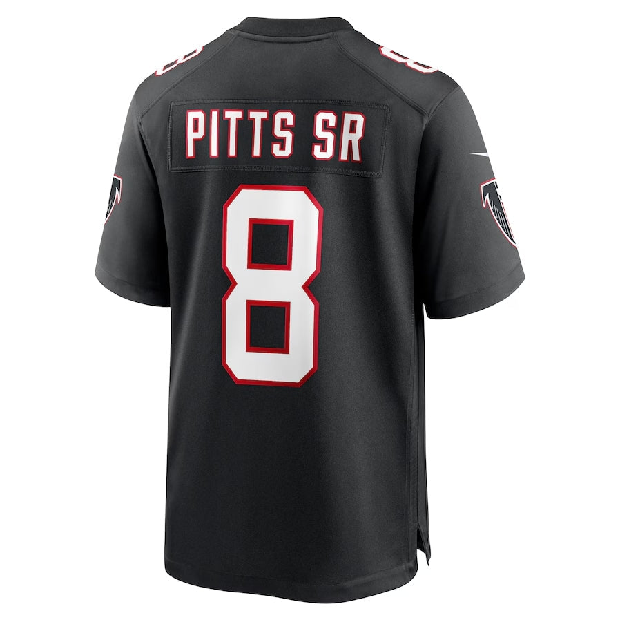 A.Falcons #8 Kyle Pitts Sr. Black Alternate Game Stitched American Football Jerseys - Main View