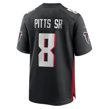 A.Falcons #8 Kyle Pitts Sr. Black Team Game Stitched American Football Jerseys - Main View