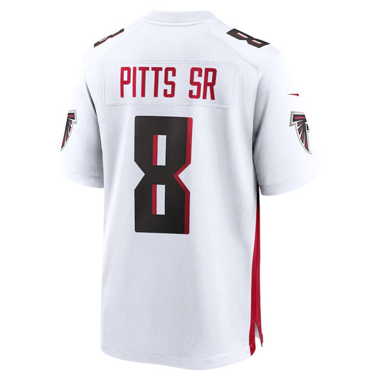 A.Falcons #8 Kyle Pitts Sr. White White Game Stitched American Football Jerseys - Main View