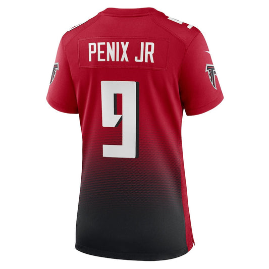 A.Falcons #9 Michael Penix Jr. Alternate Game Jersey - Red Stitched American Football Jerseys - Main View