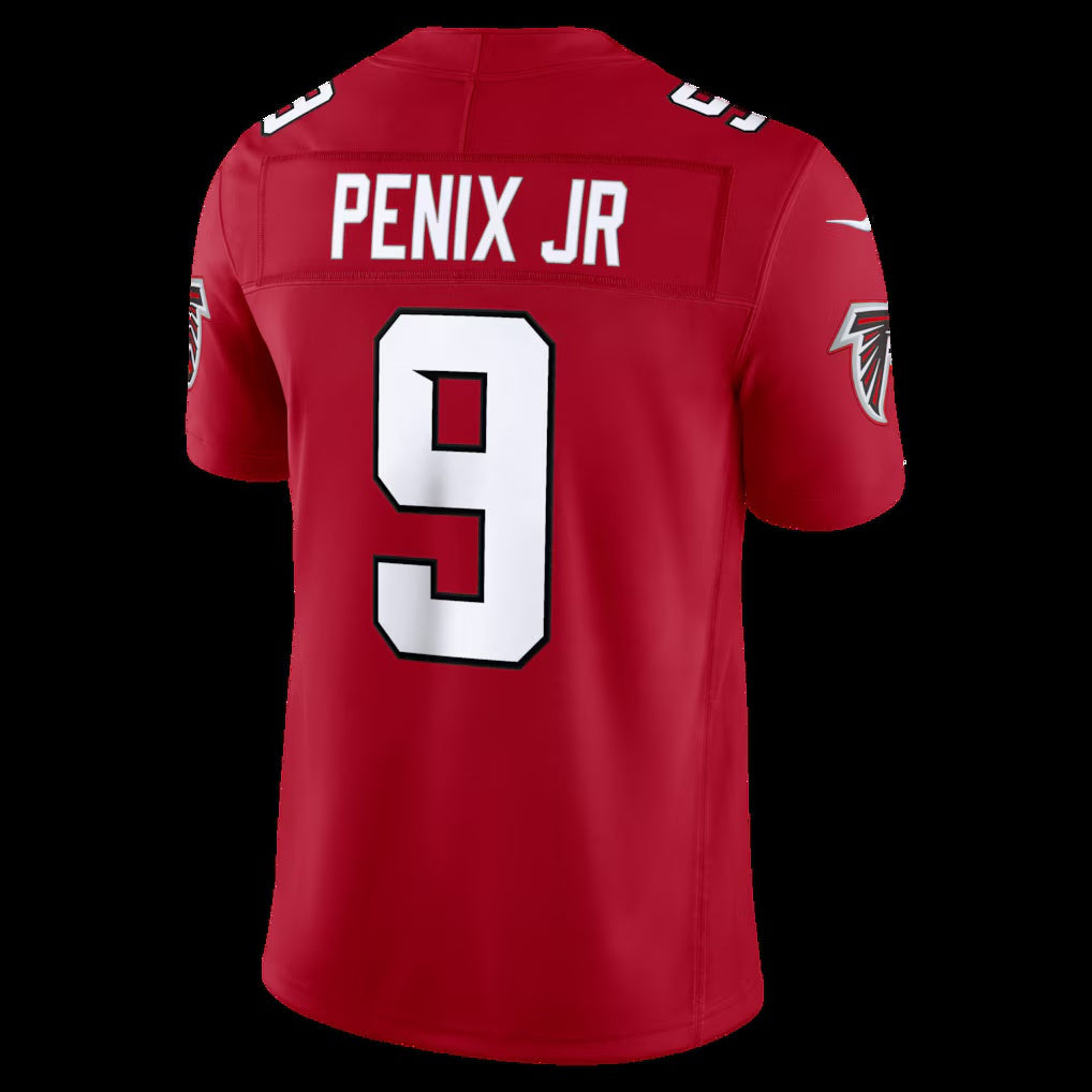 A.Falcons #9 Michael Penix Jr. Red Vapor F.U.S.E. Sewn Down Limited Stitched American Football Jerseys - Main View