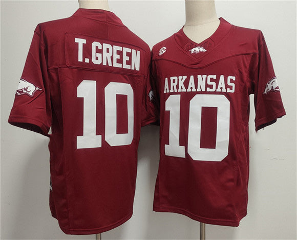 A.Razorbacks #10 TAYLEN GREEN Red 2025 F.U.S.E. Vapor Limited Stitched Football American College Jerseys - Main View