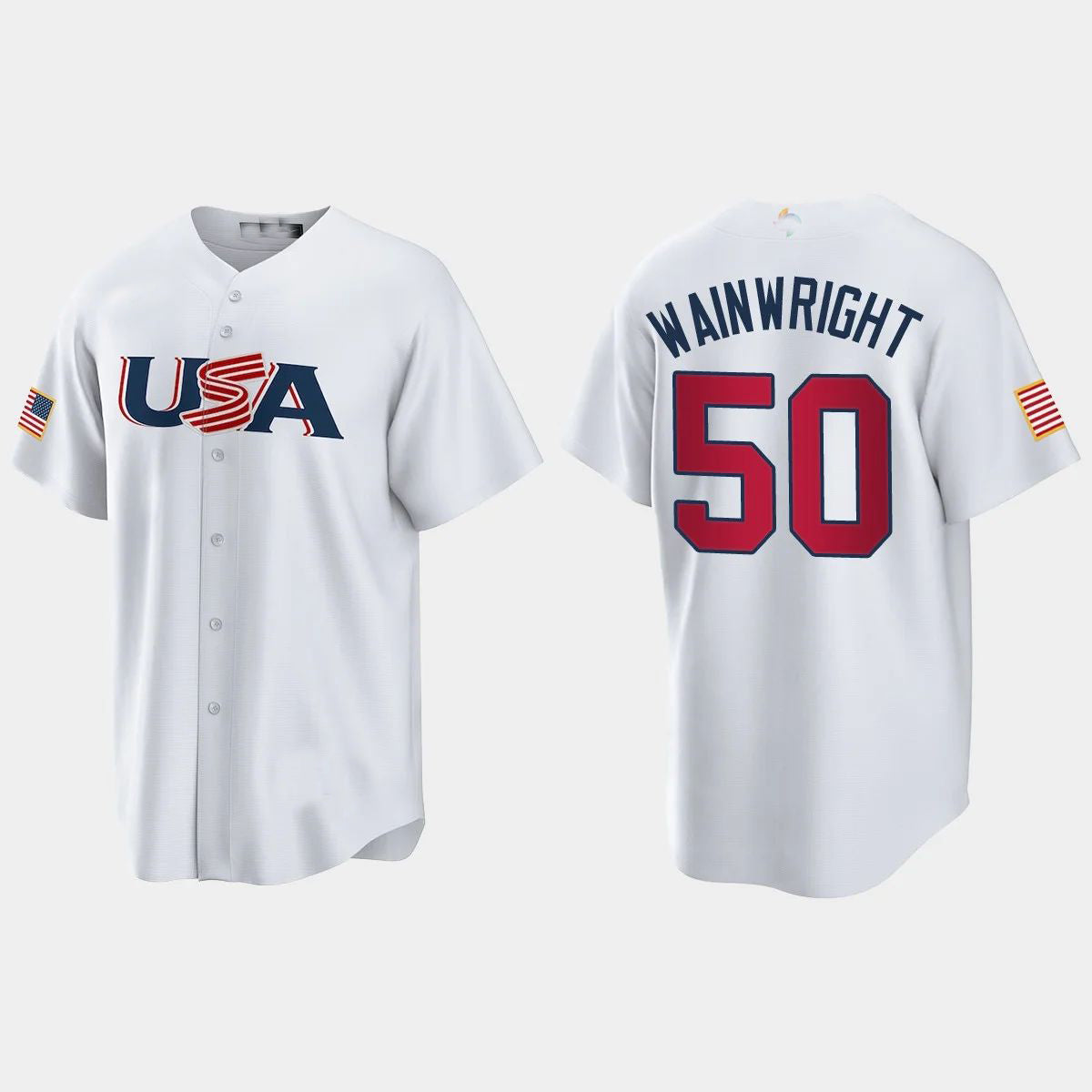 ADAM WAINWRIGHT ST. LOUIS CARDINALS 2023 WORLD BASEBALL CLASSIC USA REPLICA JERSEY ¨C WHITE Stitches Baseball Jerseys - Main View