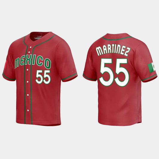 #55 ADRIAN MARTINEZ MEXICO BASEBALL 2023 WORLD BASEBALL CLASSIC REPLICA JERSEY ¨C RED Stitches Baseball Jerseys - Main View