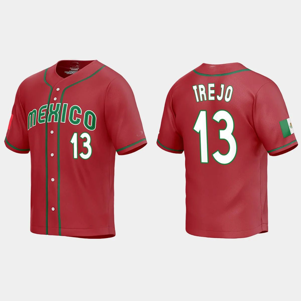 #13 ALAN TREJO MEXICO BASEBALL 2023 WORLD BASEBALL CLASSIC REPLICA JERSEY ¨C RED  Stitches Baseball Jerseys - Main View