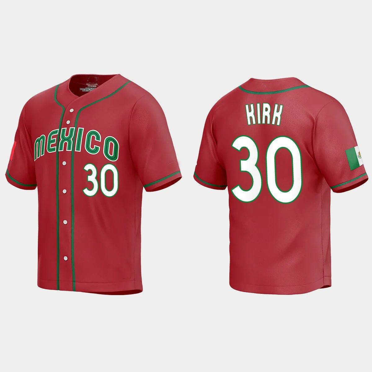 #30 ALEJANDRO KIRK MEXICO BASEBALL 2023 WORLD BASEBALL CLASSIC REPLICA JERSEY ¨C RED Stitches Baseball Jerseys - Main View