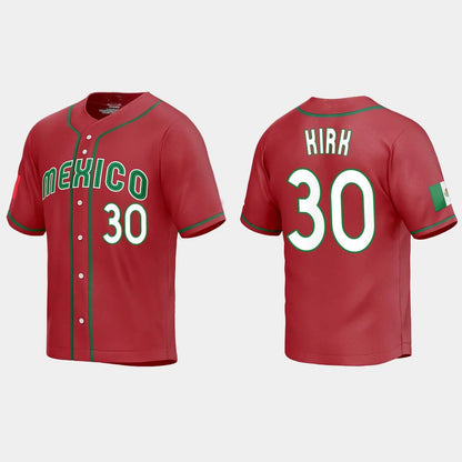 #30 ALEJANDRO KIRK MEXICO BASEBALL 2023 WORLD BASEBALL CLASSIC REPLICA JERSEY ¨C RED Stitches Baseball Jerseys - Main View