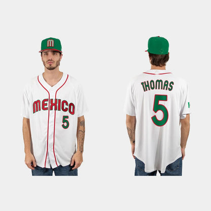 #5 ALEK THOMAS MEXICO BASEBALL 2023 WORLD BASEBALL CLASSIC JERSEY - WHITE Stitches Baseball Jerseys