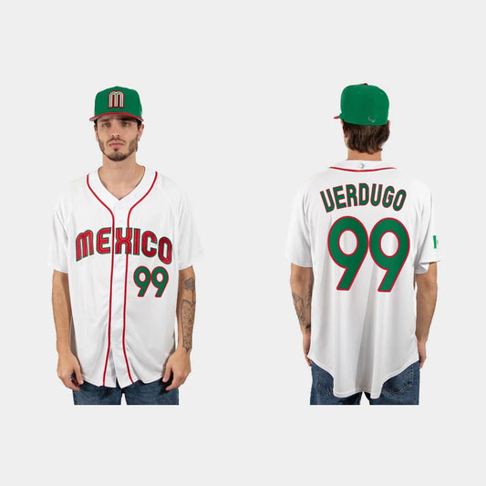 #99 ALEX VERDUGO MEXICO BASEBALL 2023 WORLD BASEBALL CLASSIC JERSEY ¨C WHITE Stitches Baseball Jerseys - Main View