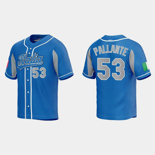 #53 ANDRE PALLANTE ITALY BASEBALL 2023 WORLD BASEBALL CLASSIC JERSEY ¨C ROYAL Stitches Baseball Jerseys - Main View