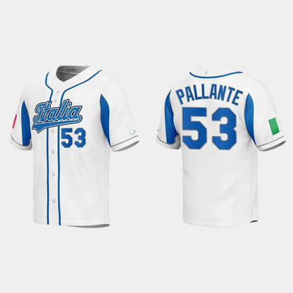 #53 ANDRE PALLANTE ITALY BASEBALL 2023 WORLD BASEBALL CLASSIC JERSEY ¨C WHITE Stitches Baseball Jerseys - Main View