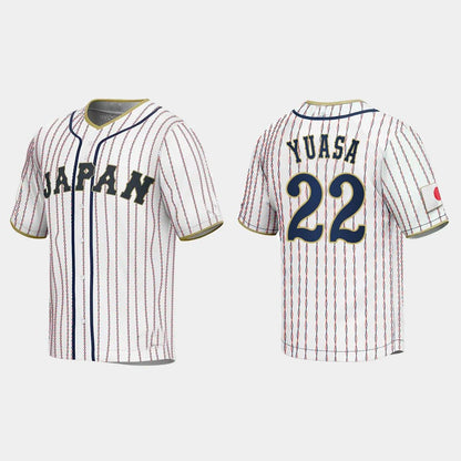 #22 ATSUKI YUASA JAPAN BASEBALL 2023 WORLD BASEBALL CLASSIC JERSEY ¨C WHITE Stitches Baseball Jerseys - Main View