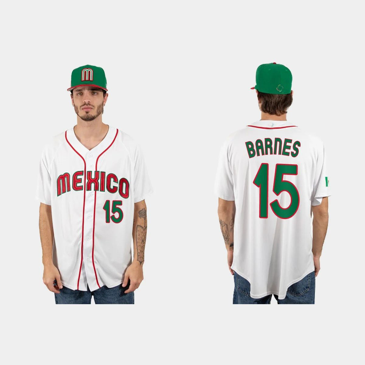 #15 AUSTIN BARNES MEXICO BASEBALL 2023 WORLD BASEBALL CLASSIC JERSEY ¨C WHITE Stitches Baseball Jerseys - Main View