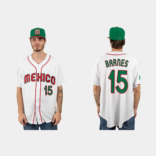 #15 AUSTIN BARNES MEXICO BASEBALL 2023 WORLD BASEBALL CLASSIC JERSEY ¨C WHITE Stitches Baseball Jerseys - Main View